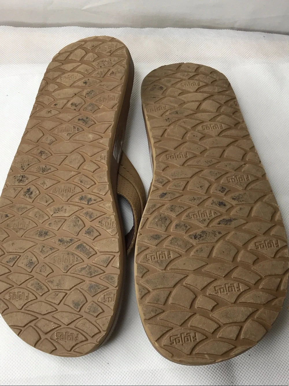 Flojos Men's Tan Brown Padded Flip Flop Sandals Size 8